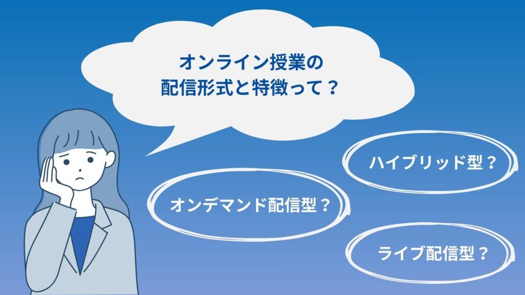 オンライン授業の配信形式と特徴の図解