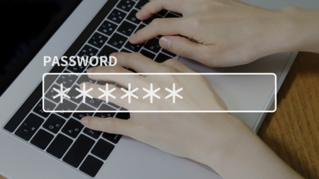 パソコンにパスワードを入力している様子