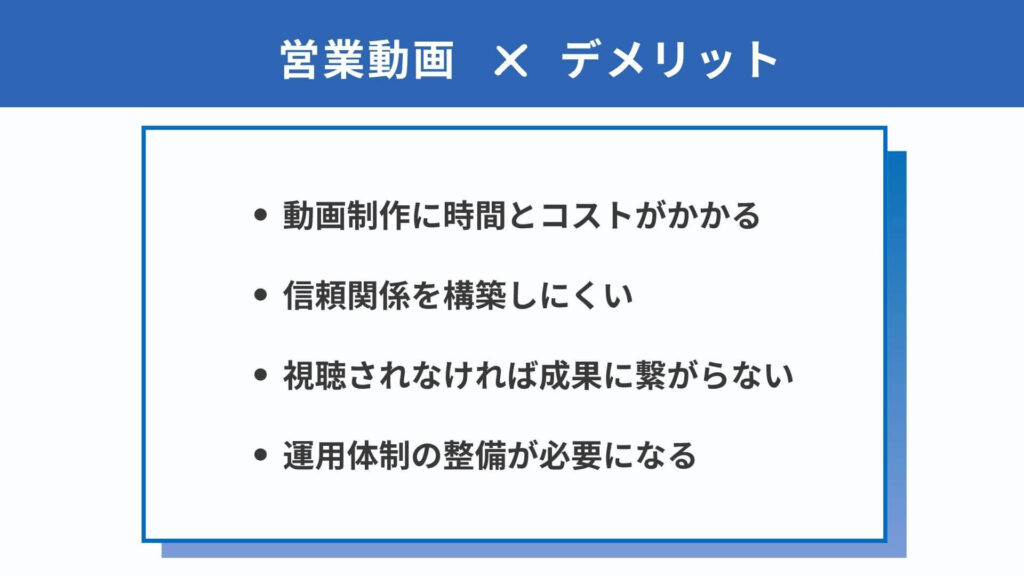 営業動画のデメリット
