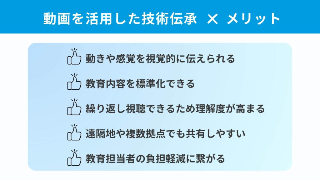 動画を活用して技術伝承を行うメリット