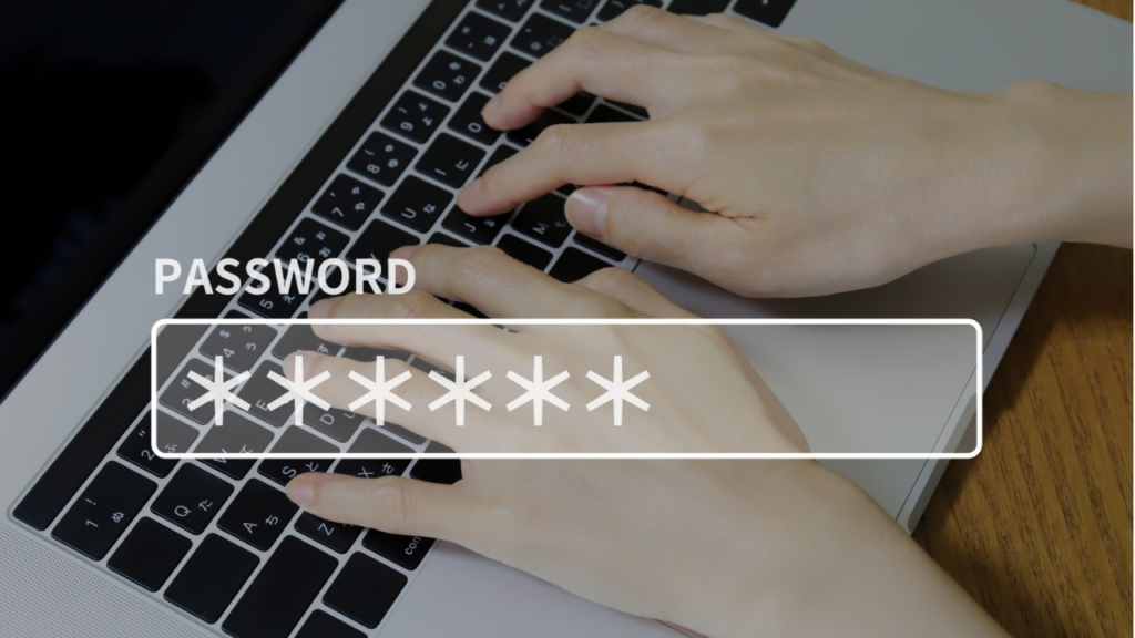 パソコンにパスワードを打つ手